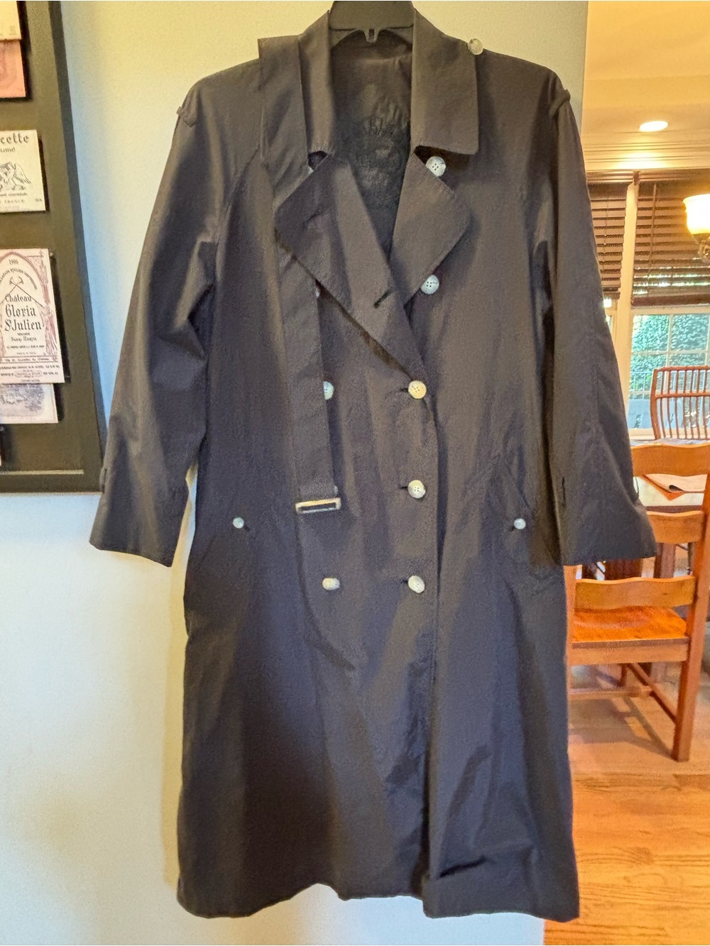 Burberry Prorsum Collection Black Double-Breasted Trench Coat with Waist Tie